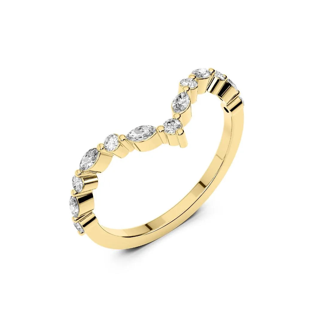 Chorost & Co. Private Collection 14K Yellow Gold 0.50ct Diamond Marquis Chevron Ring