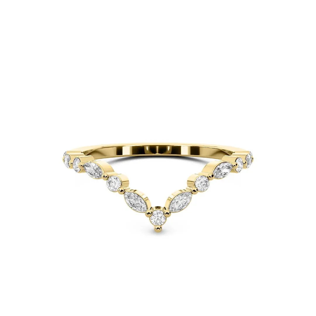 Chorost & Co. Private Collection 14K Yellow Gold 0.50ct Diamond Marquis Chevron Ring