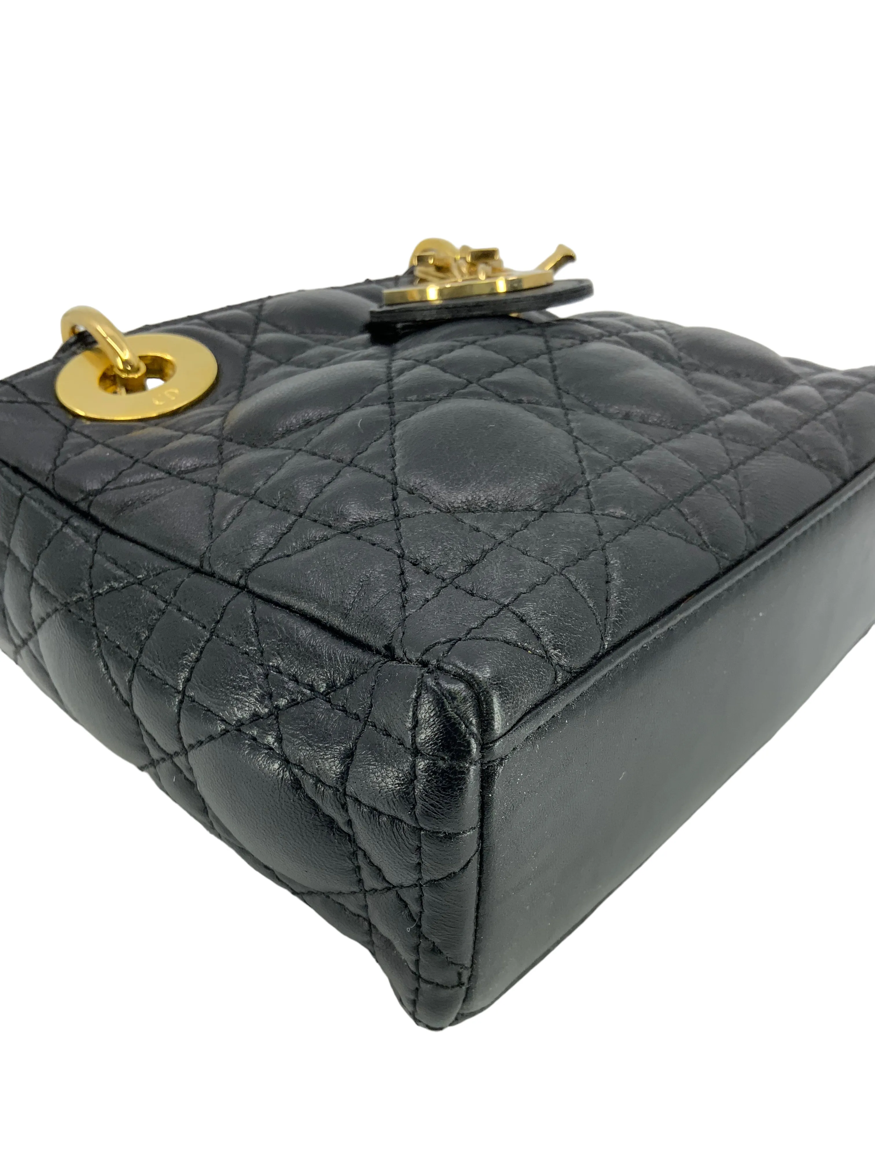 Christian Dior Vintage Lambskin Cannage Mini Lady Dior Bag