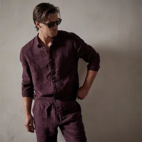 Classic Linen Shirt - Eggplant