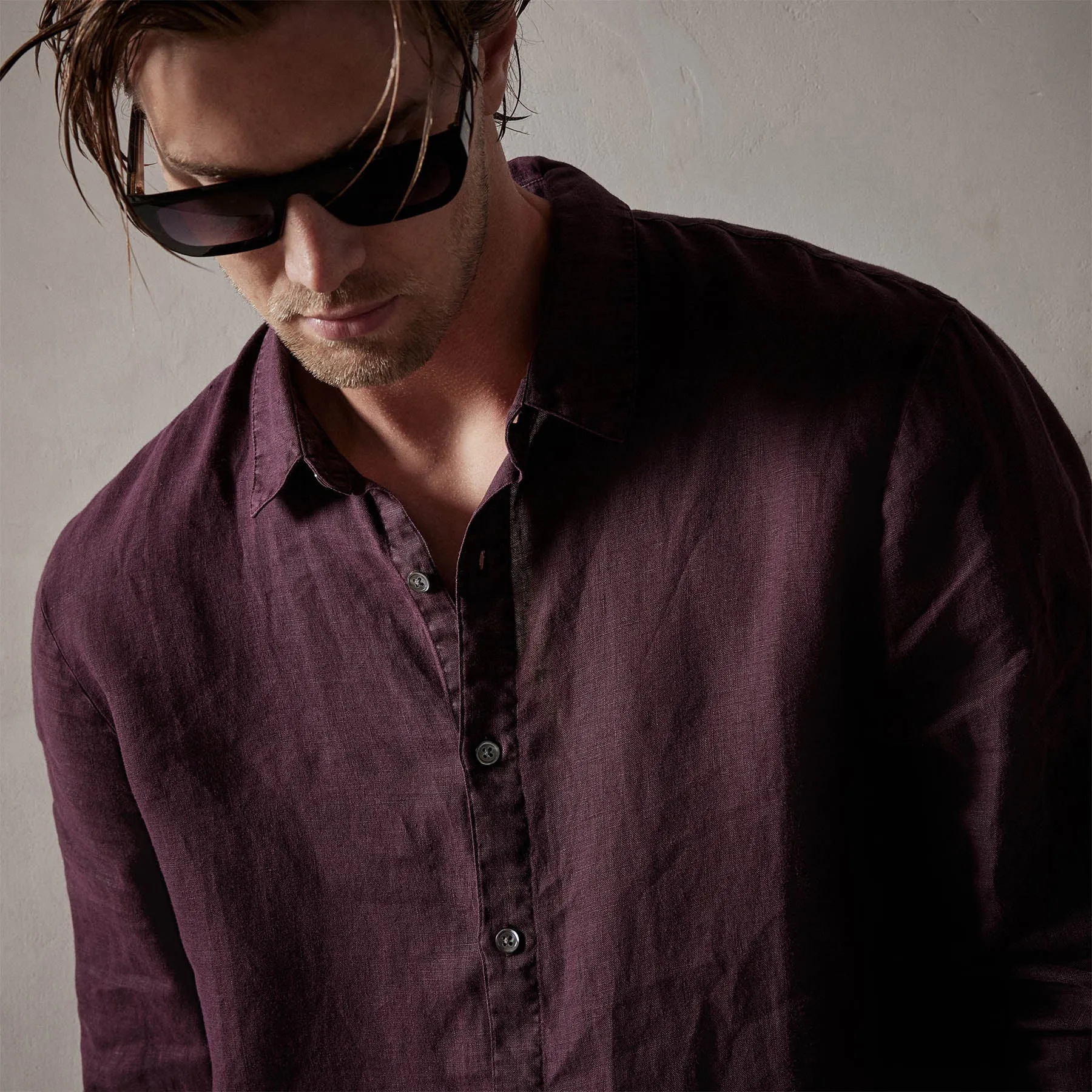 Classic Linen Shirt - Eggplant