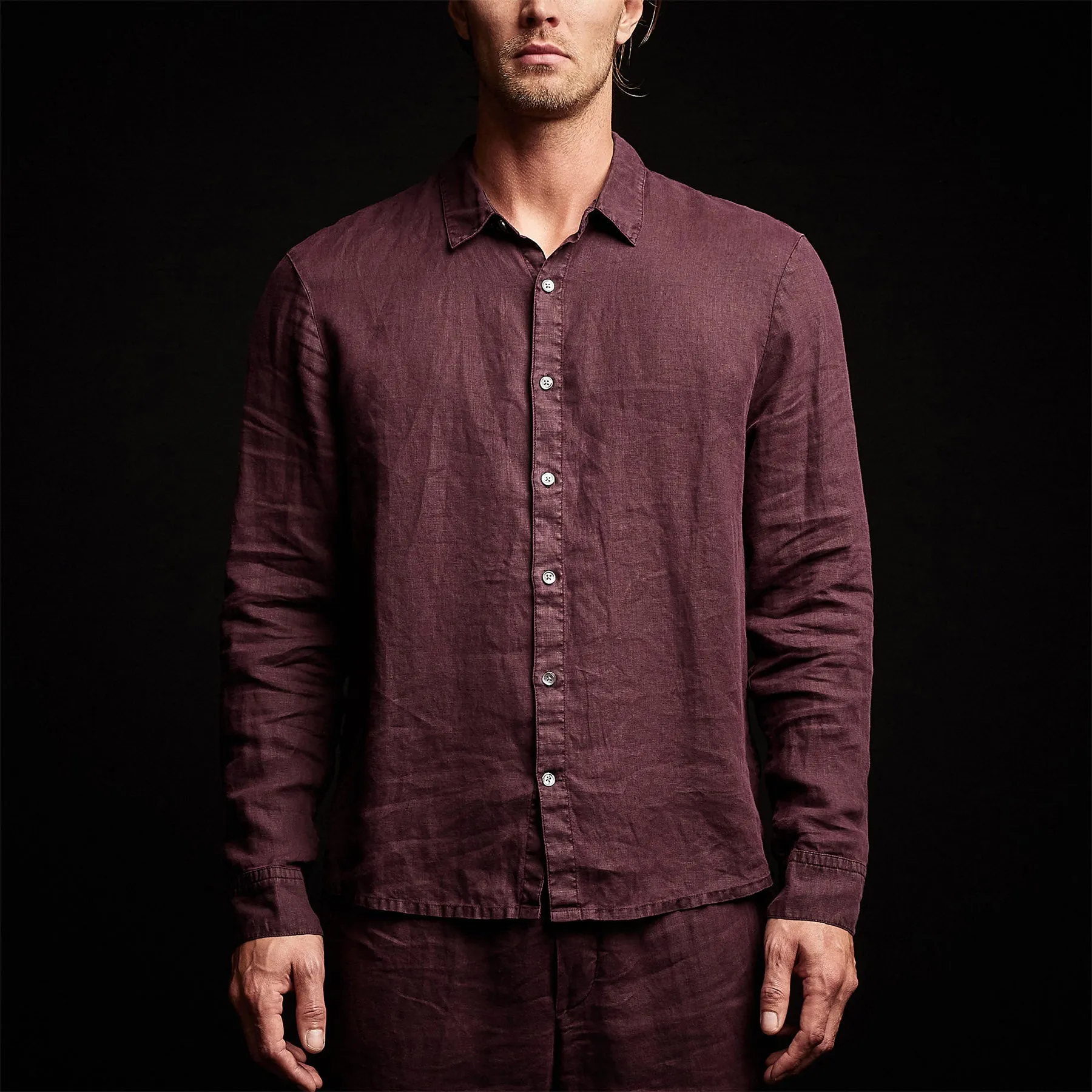 Classic Linen Shirt - Eggplant