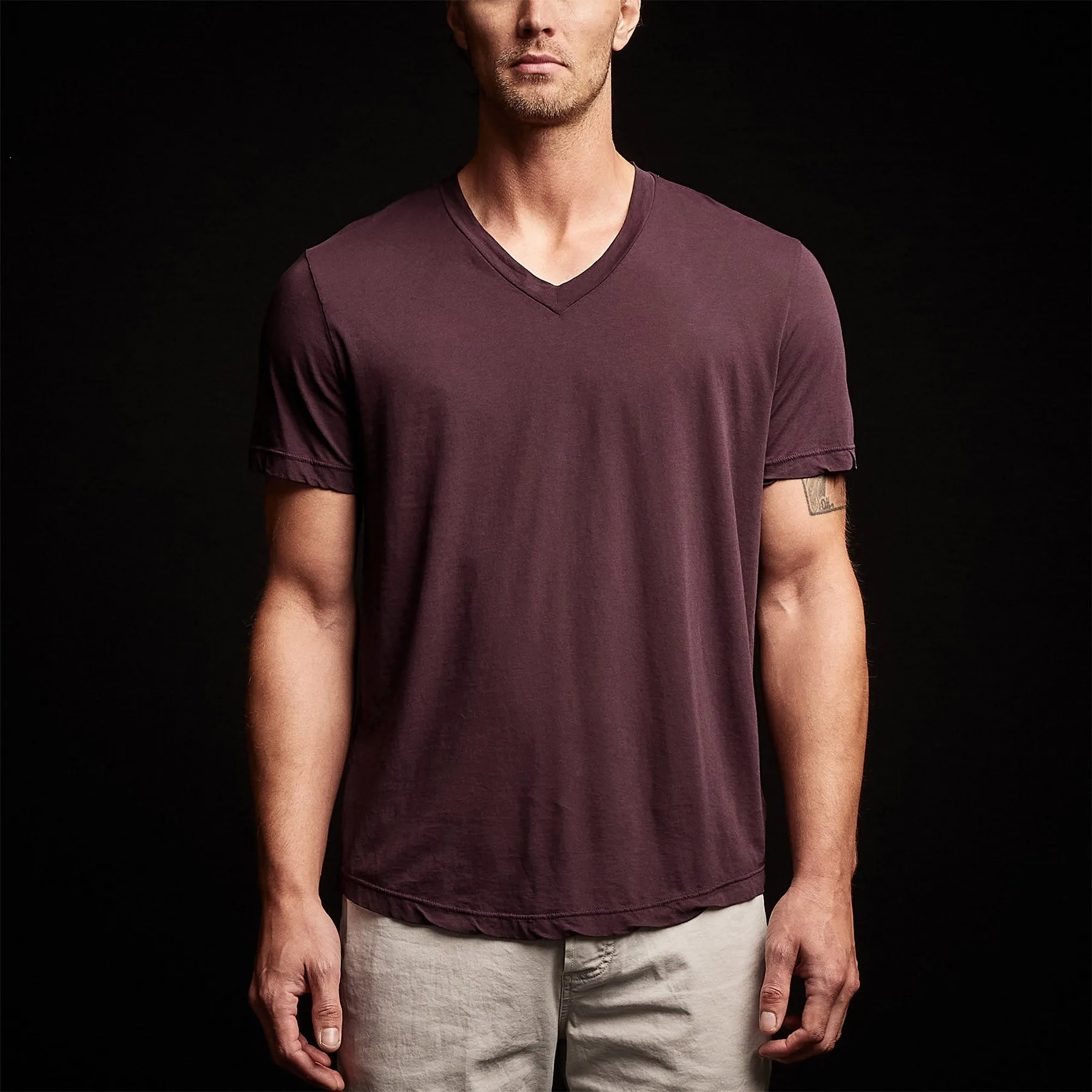 Clear Jersey V Neck - Eggplant