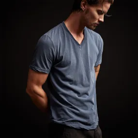 Clear Jersey V Neck - Sea Captain Pigment