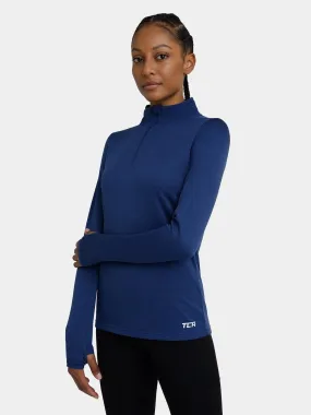 Cloud Fleece Quarter Zip Running Top For Women With Thumbholes & Side Zip Pocket