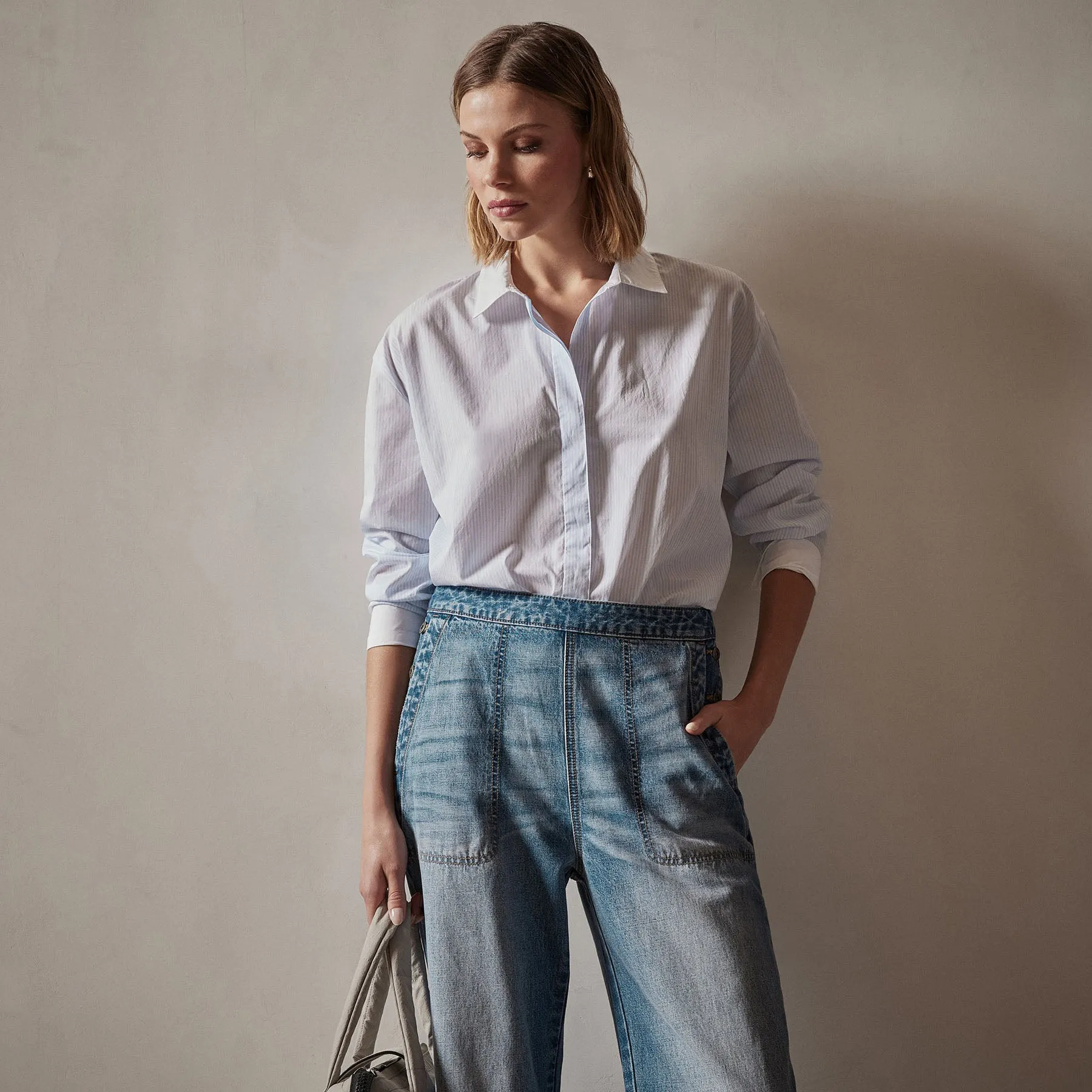 Contrast Striped Shirt - Light Blue Stripe