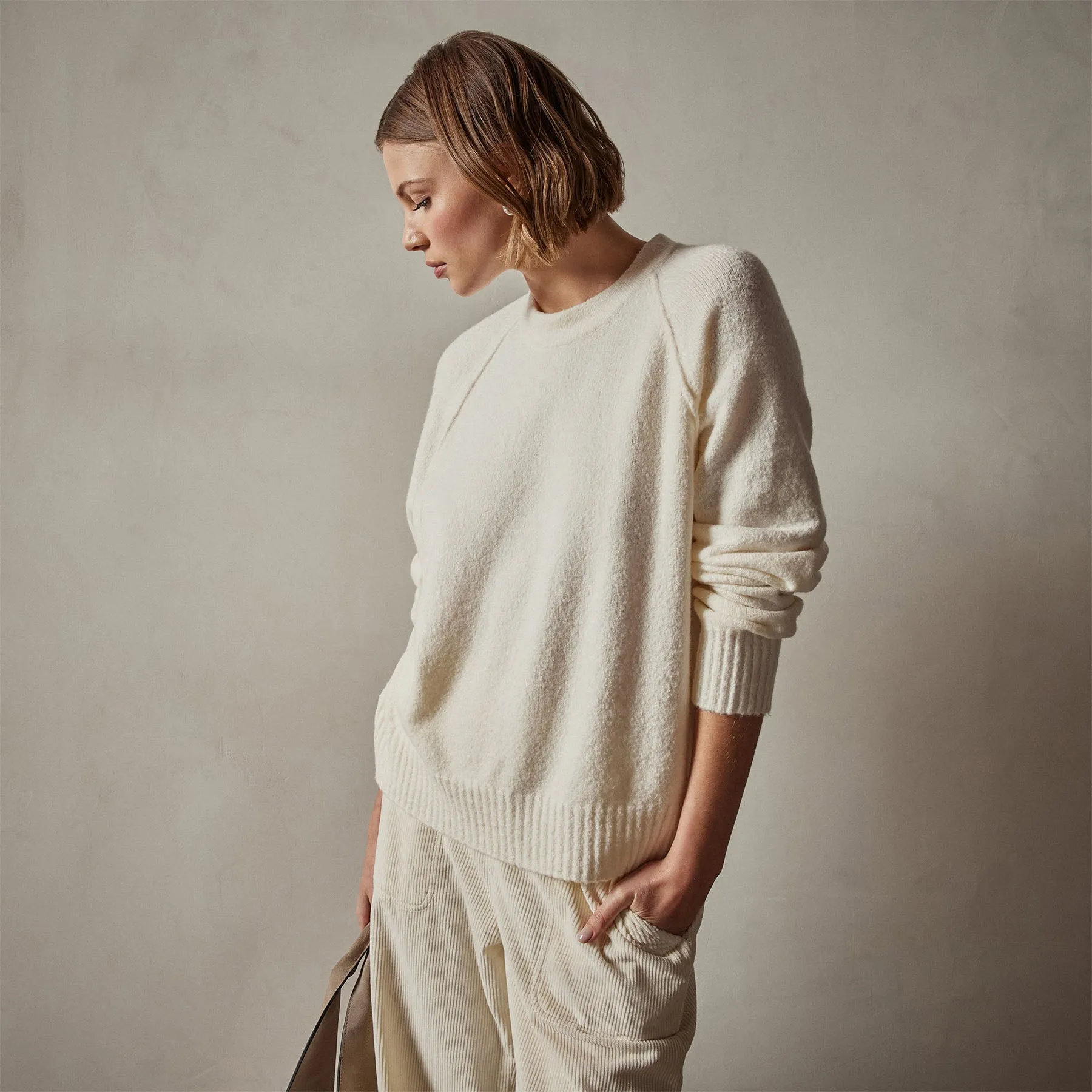 Cotton Cashmere Blend Pullover - Ivory