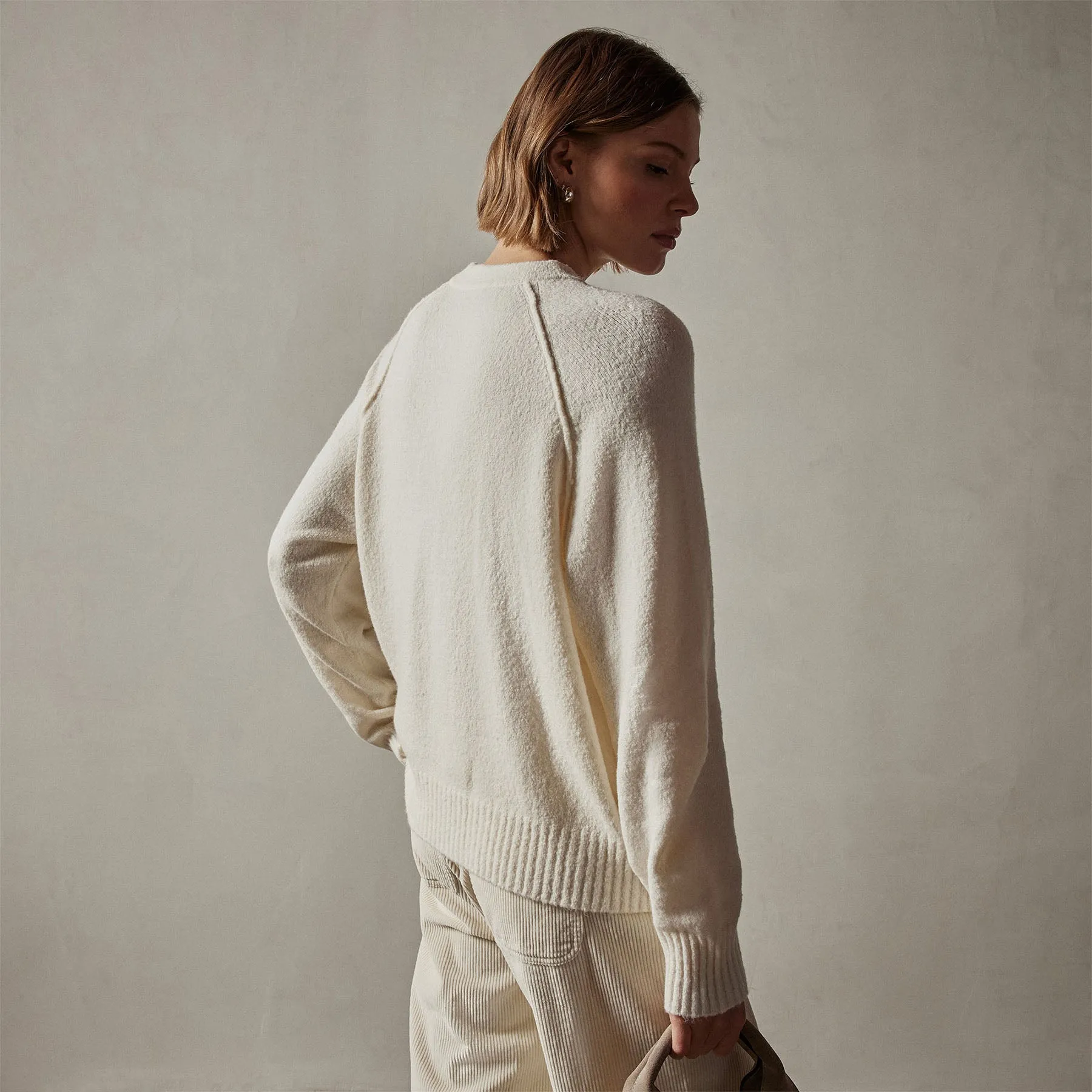 Cotton Cashmere Blend Pullover - Ivory