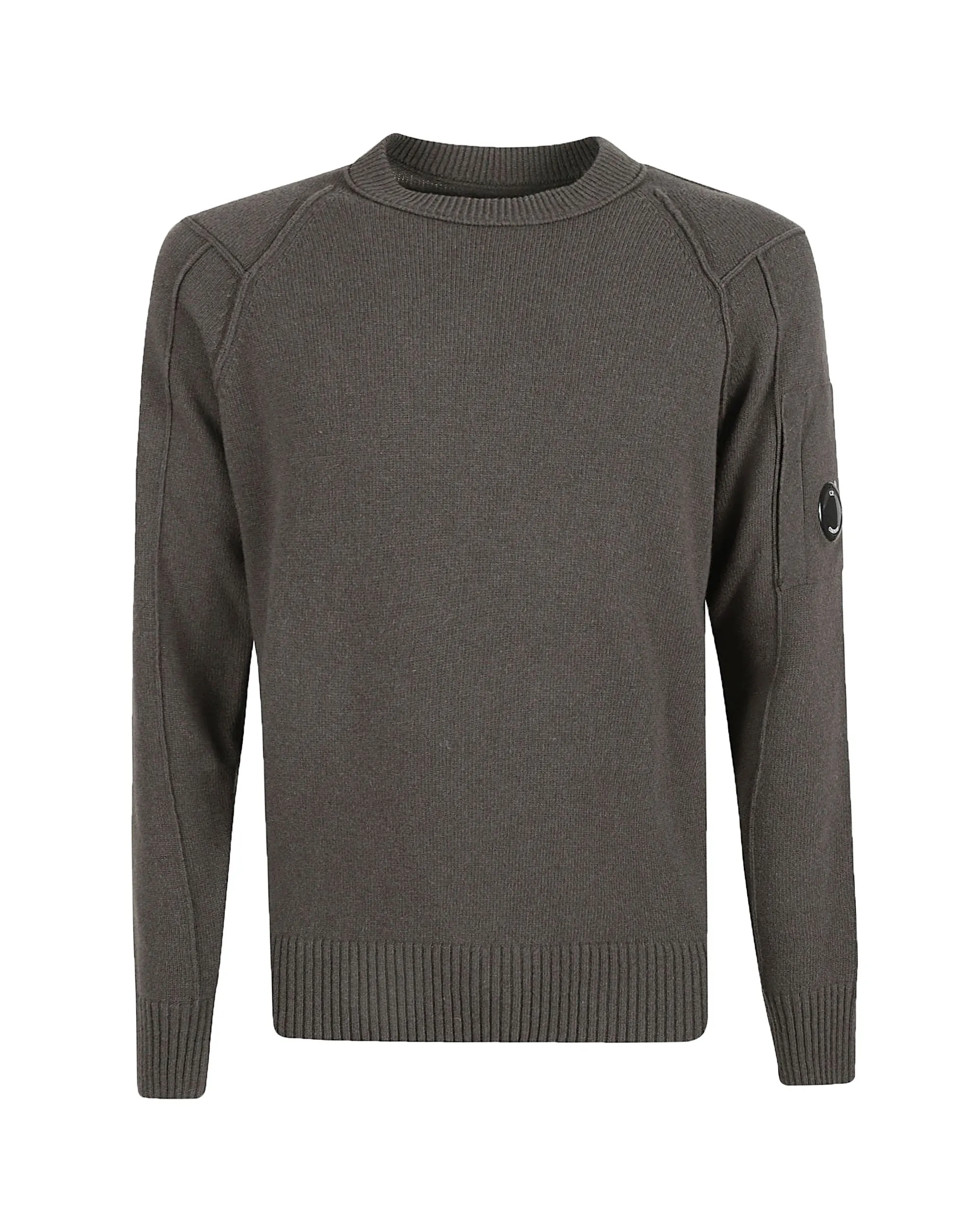 CP Company Lambswool Crew Neck Jumper Olive Night