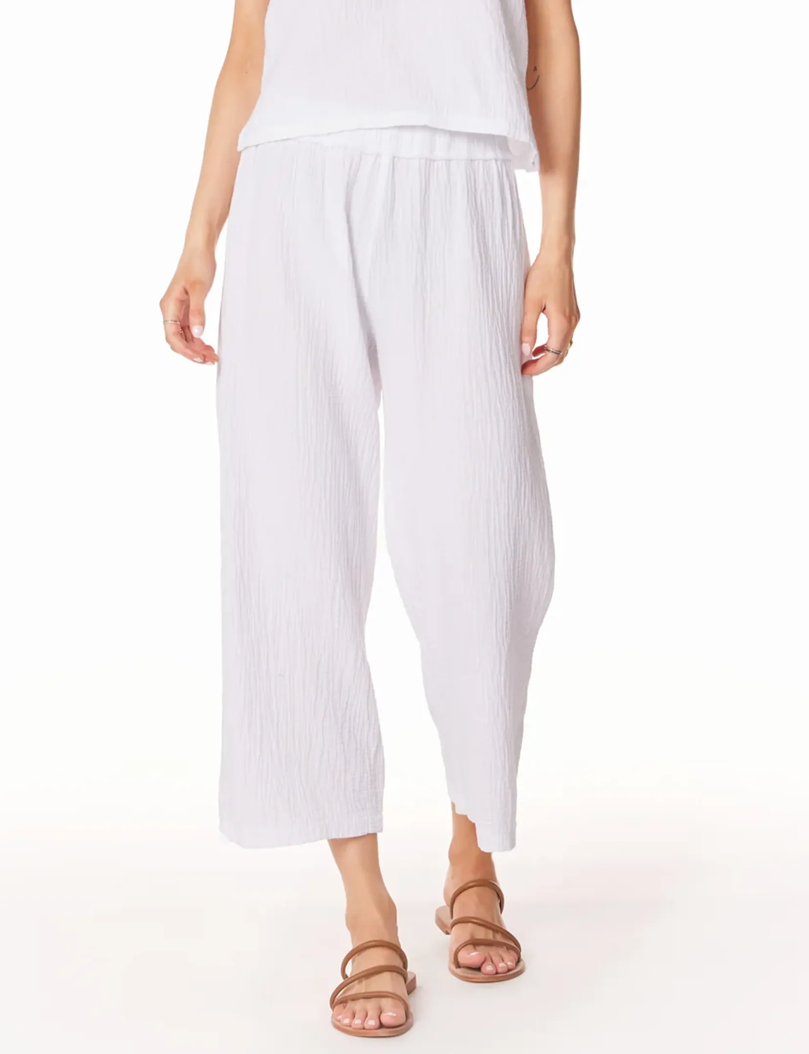 Crop Wide Leg Pant, White