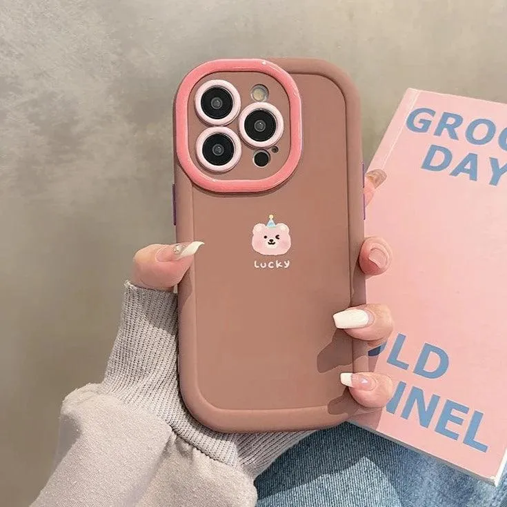 Cute Lucky Bear Candy Phone Case for iPhone 11, 12, 13, 14, 15 Pro Max