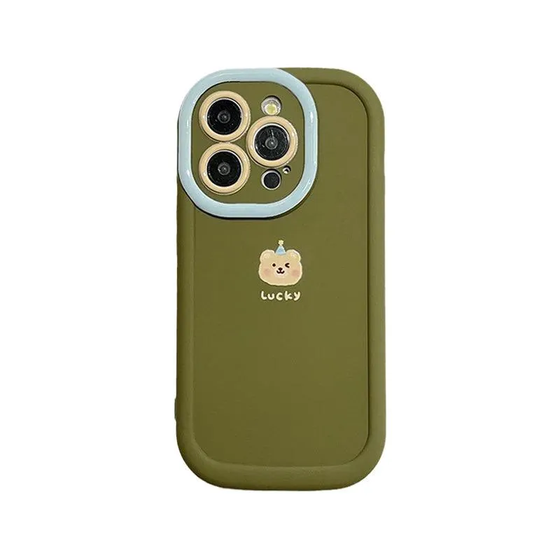 Cute Lucky Bear Candy Phone Case for iPhone 11, 12, 13, 14, 15 Pro Max