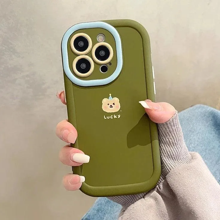 Cute Lucky Bear Candy Phone Case for iPhone 11, 12, 13, 14, 15 Pro Max