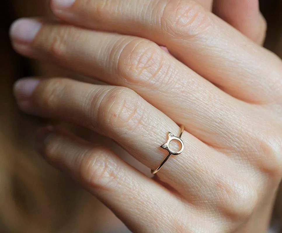 Dainty Cat Ears Diamond Statement Ring