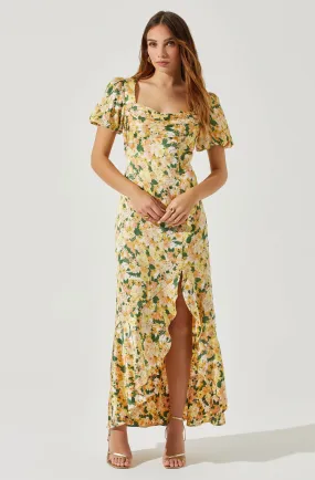 Dayanara Puff Sleeve Floral Maxi Dress