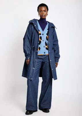 Denim Parka in Pin Stripe