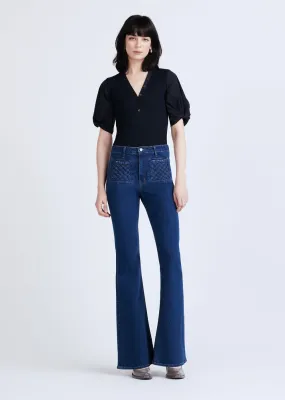 Derek Lam 10 Crosby High Rise Flare w Woven Pockets