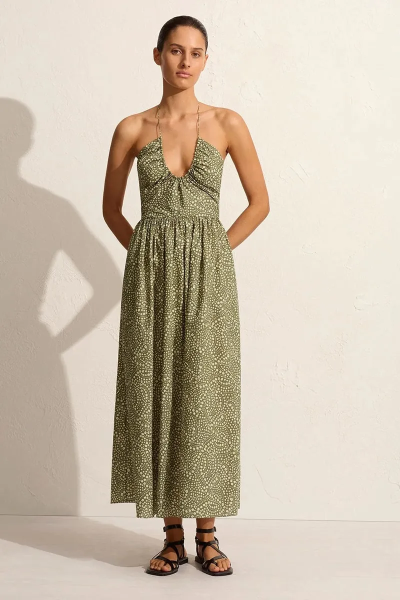 DRAWCORD HALTER SUNDRESS-JASMINE OLIVE