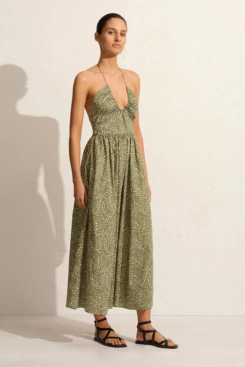 DRAWCORD HALTER SUNDRESS-JASMINE OLIVE