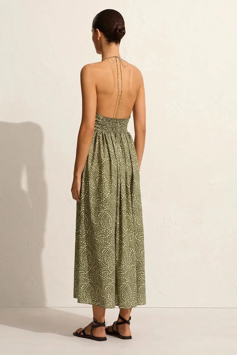 DRAWCORD HALTER SUNDRESS-JASMINE OLIVE