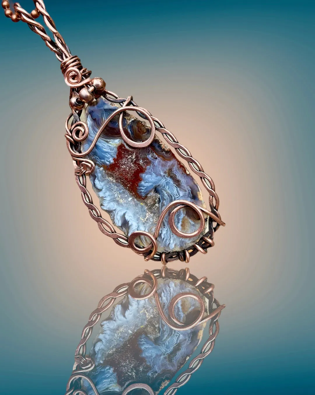 Druzy Geode Agate Wire Wrapped Pendant