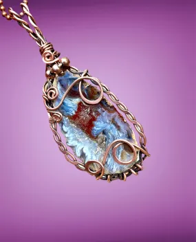 Druzy Geode Agate Wire Wrapped Pendant