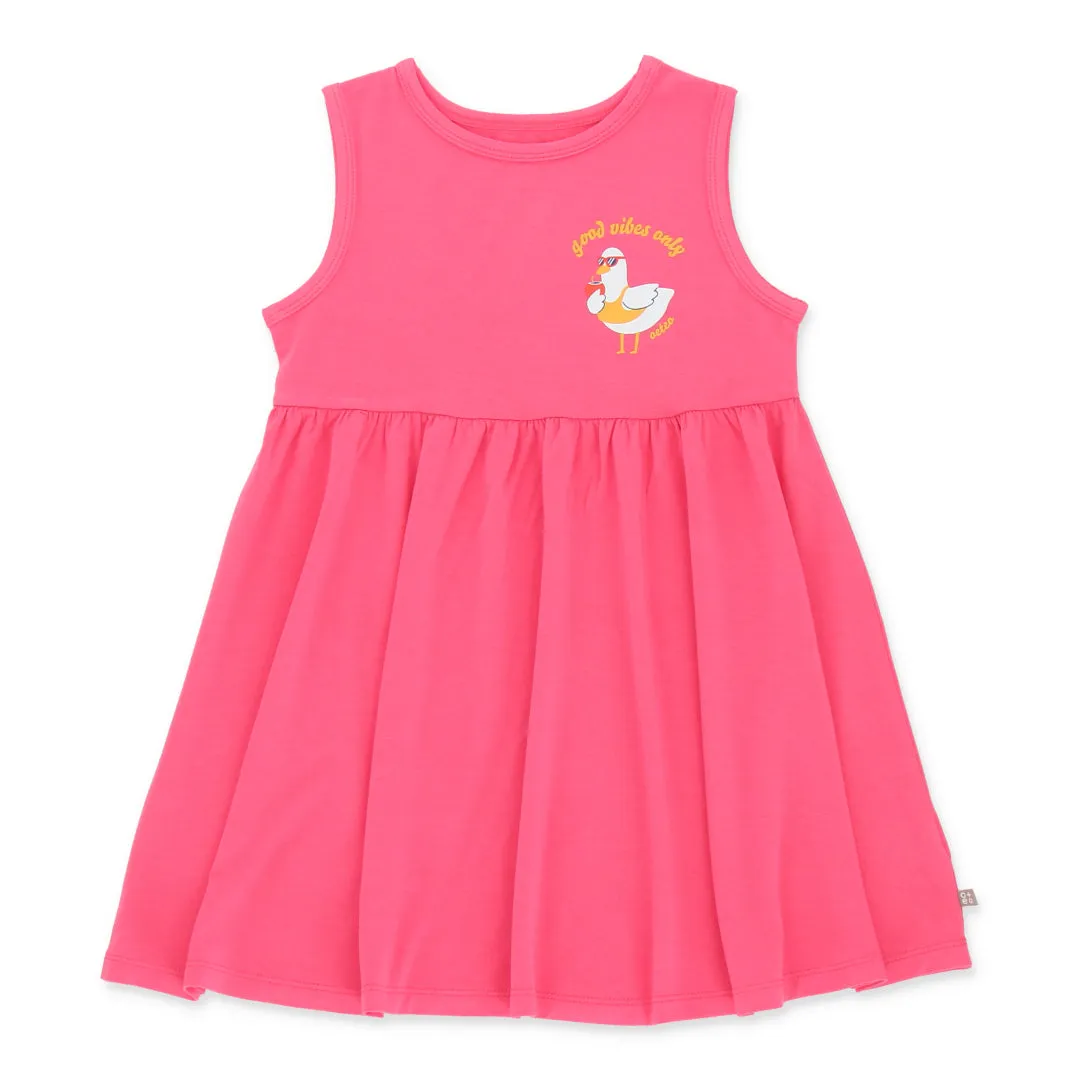 Duckie's Day Off Bamboo Toddler Casual Sleeveless Dress (Pink)