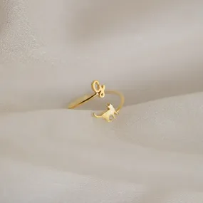 Duo Pet Initial Wrap Ring