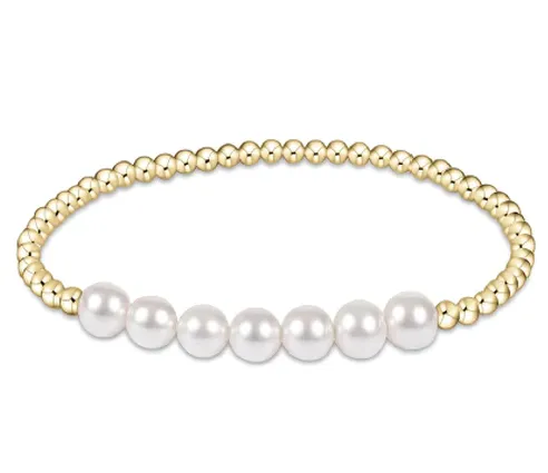 E Newton Classic Beaded Bliss Bracelet - Gold Pearl