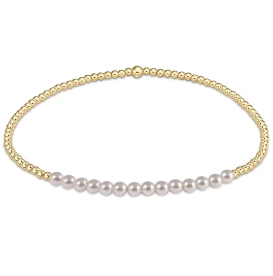 E Newton Classic Beaded Bliss Bracelet - Gold Pearl