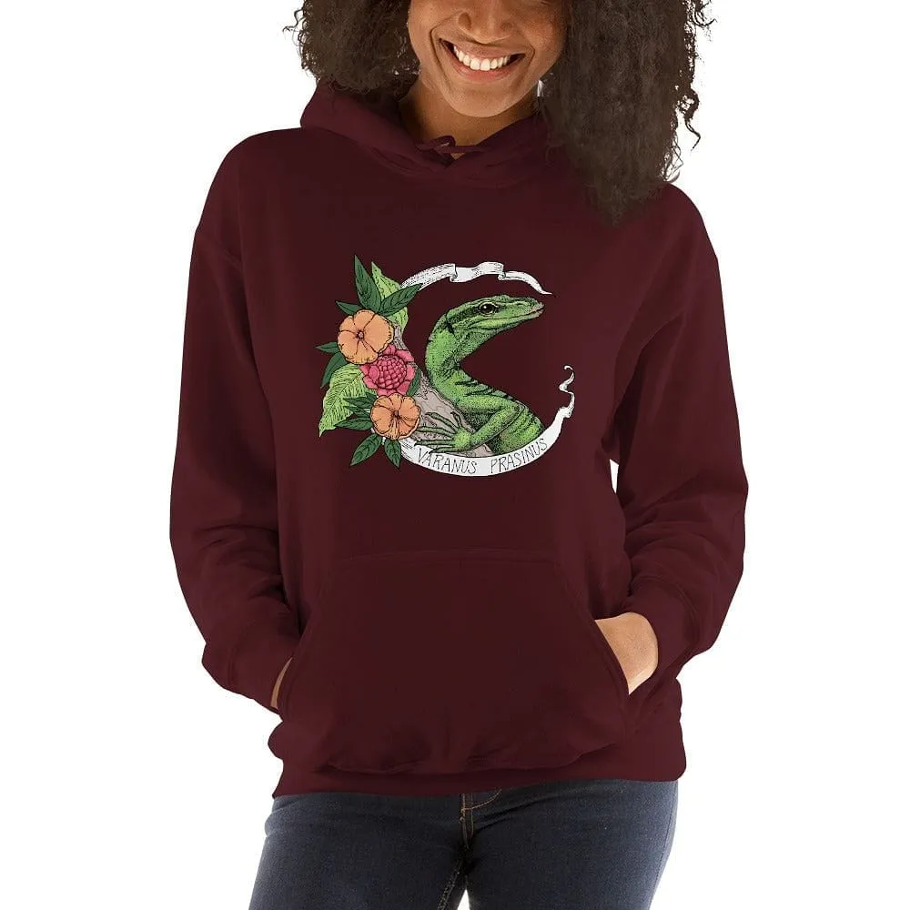 Emerald Tree Monitor Hoodie, Reptile Lizard Gift Pullover