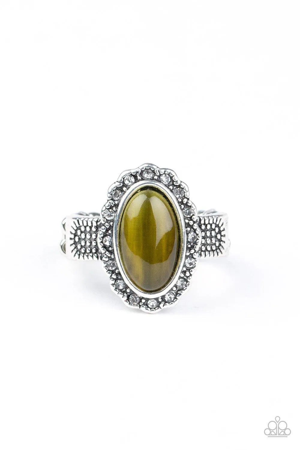 Fabulously Flawless Olive Green Cat's Eye Stone Ring - Paparazzi Accessories