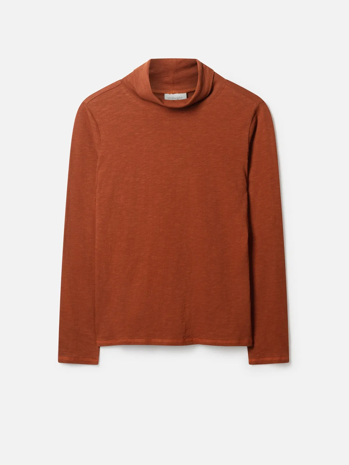 Fairtrade Organic Cotton Polo Neck Top - Chestnut Brown