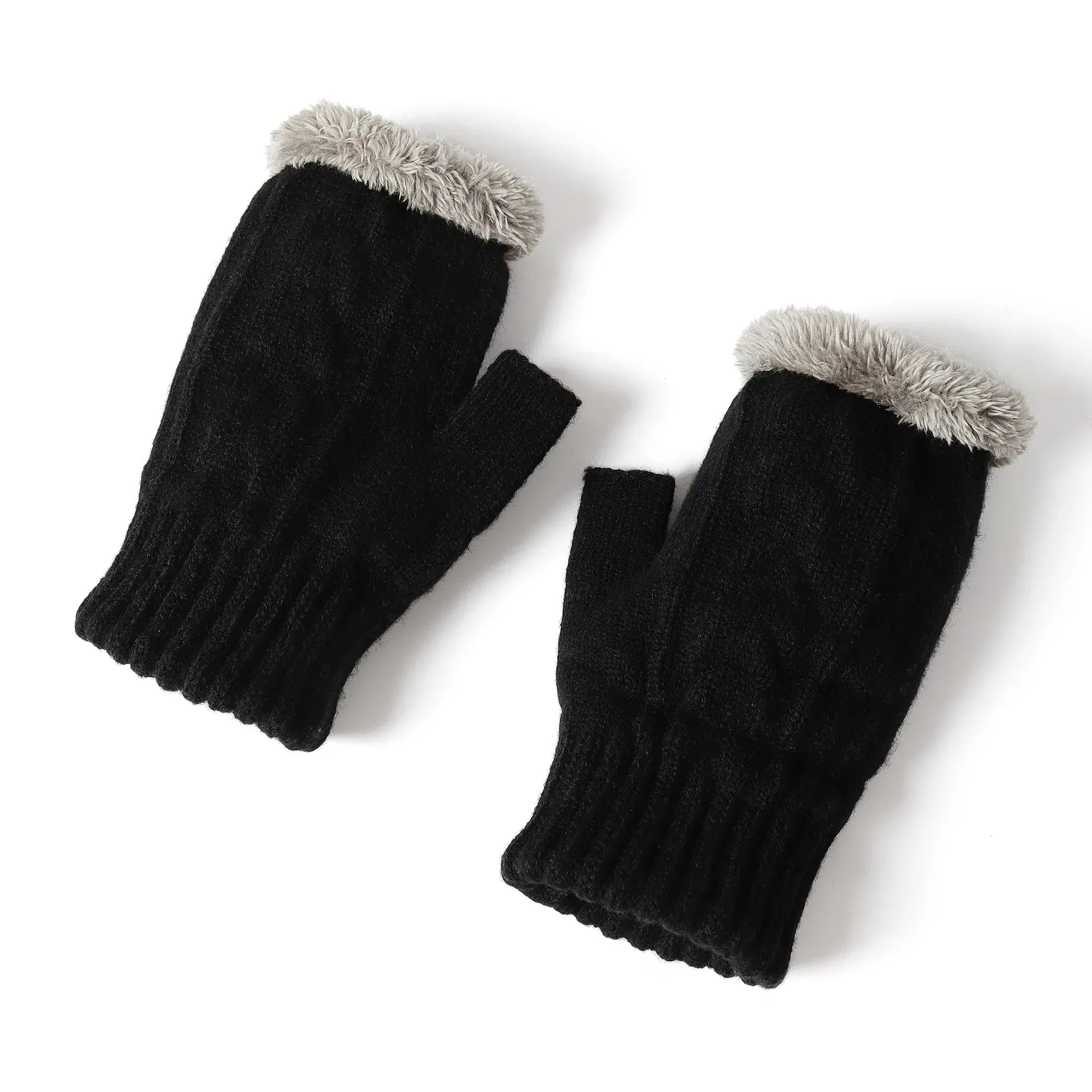 Fingerless Ultra Plush Knit Gloves