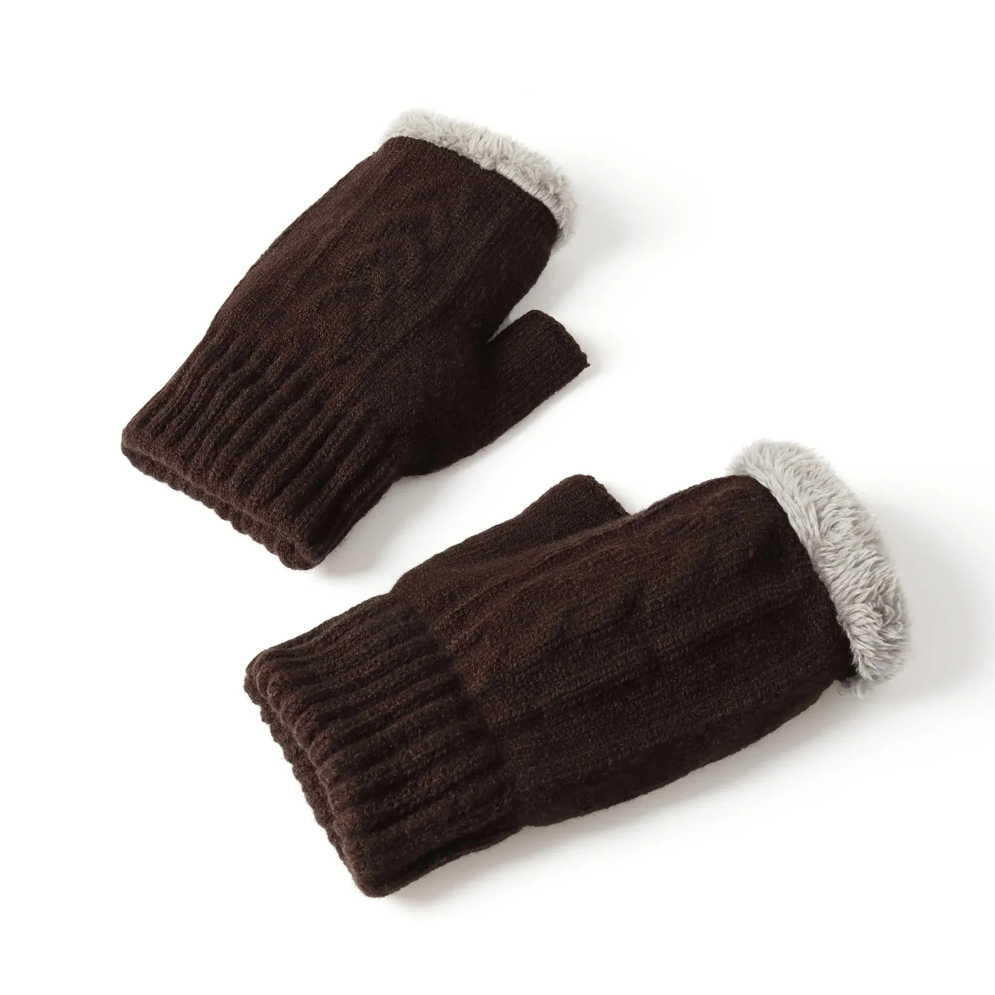 Fingerless Ultra Plush Knit Gloves