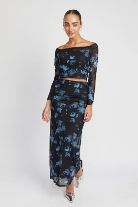 FLORAL SHEER MAXI SKIRT