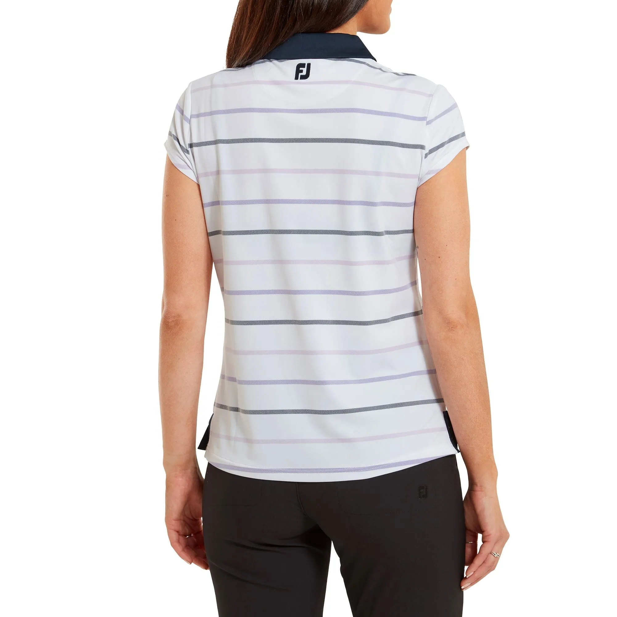 Footjoy Polo Lady Jacquard Oeil d'Oiseau Blanc Marine