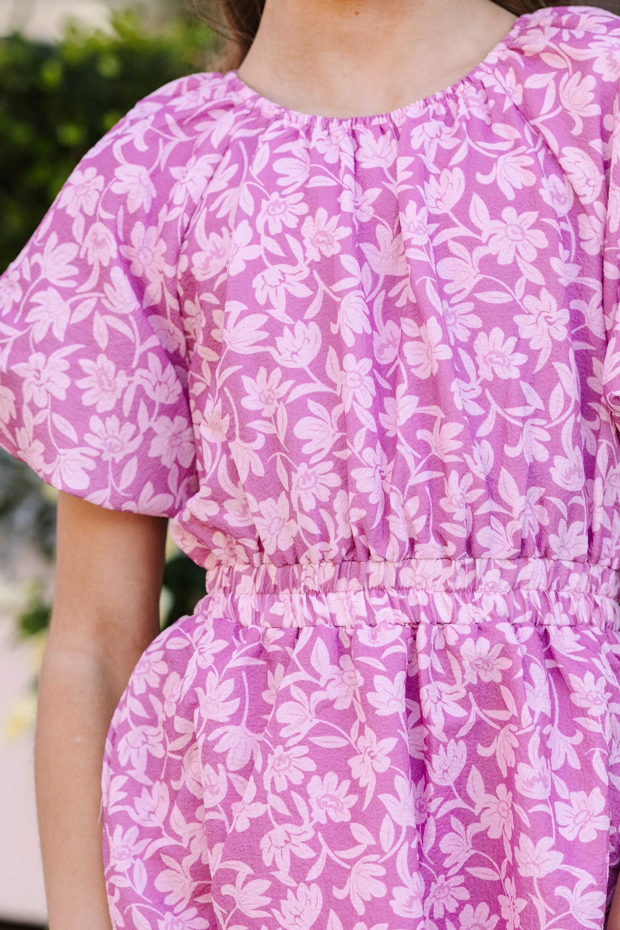 Girls: Ready For The Day Pink Floral Babydoll Dress