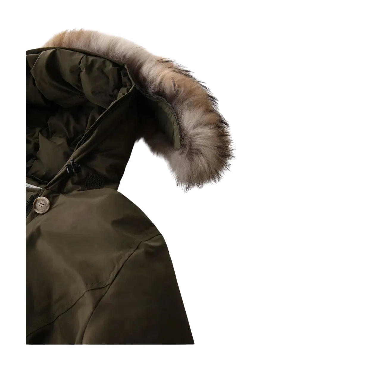 Giubbino Donna Woolrich Arctic Parka Luxury Pelliccia Removibile Verde