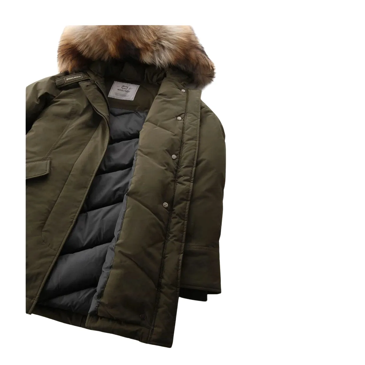 Giubbino Donna Woolrich Arctic Parka Luxury Pelliccia Removibile Verde