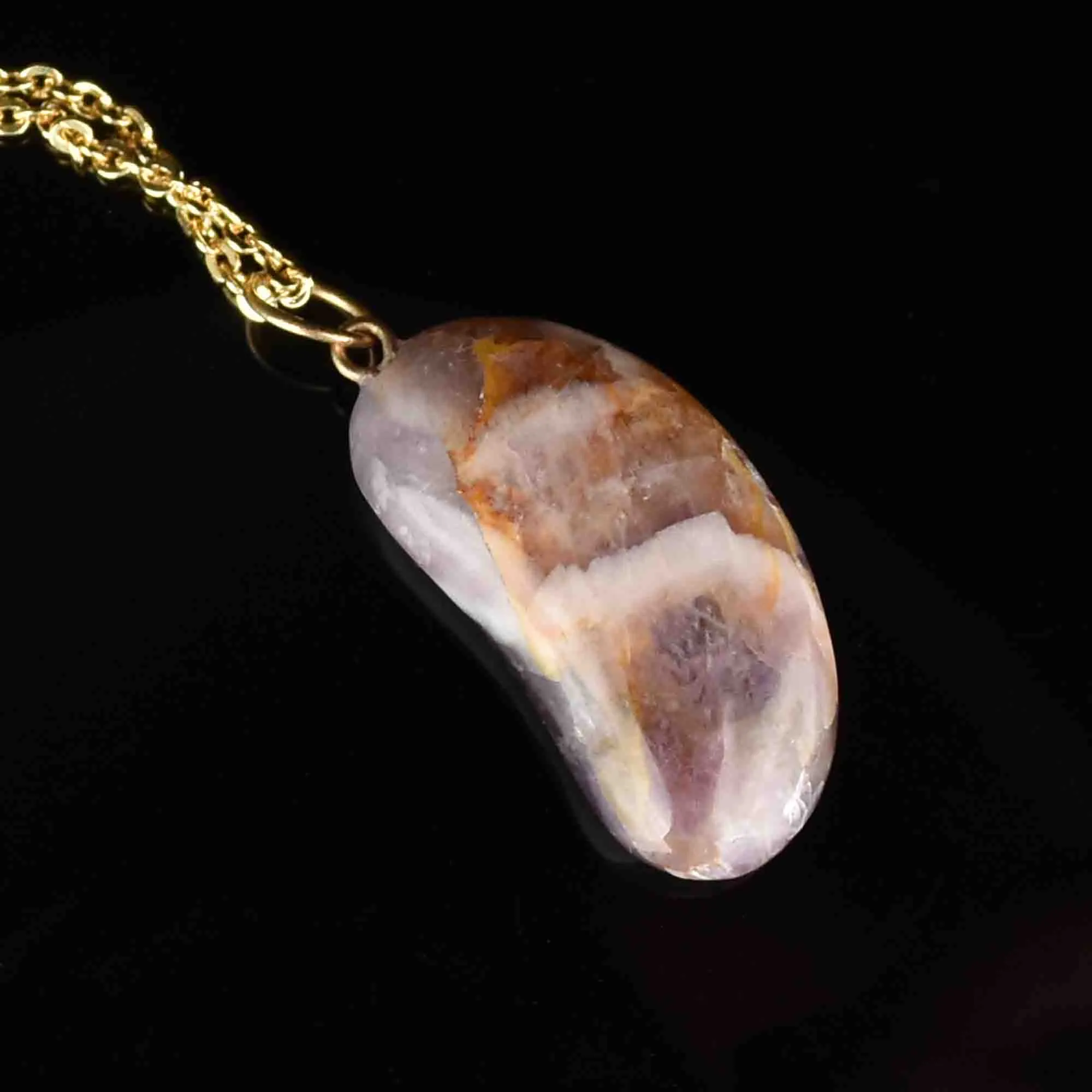 Gold Amethyst Lucky Bean Pendant Necklace