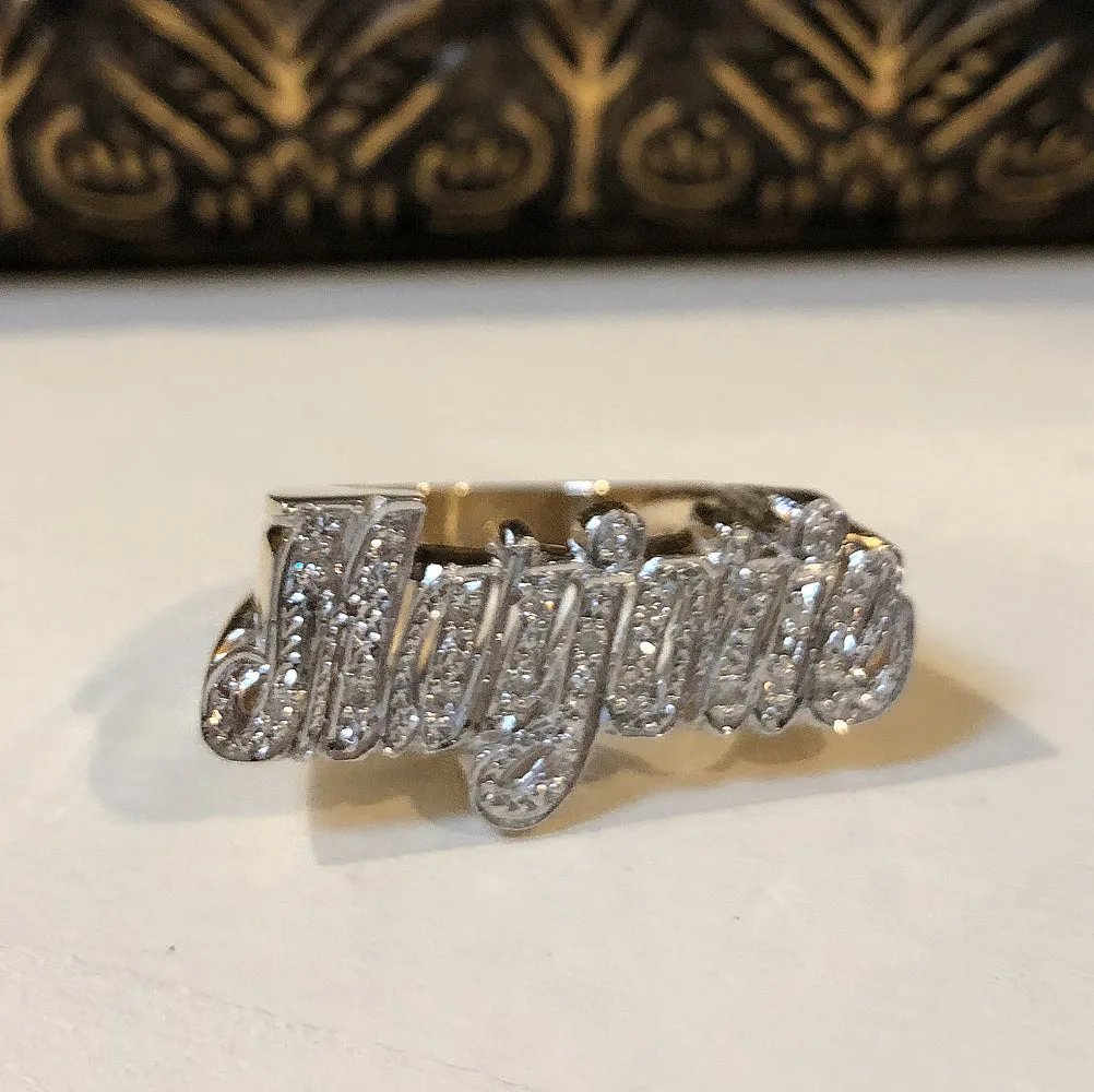 Gold Diamond Name Ring