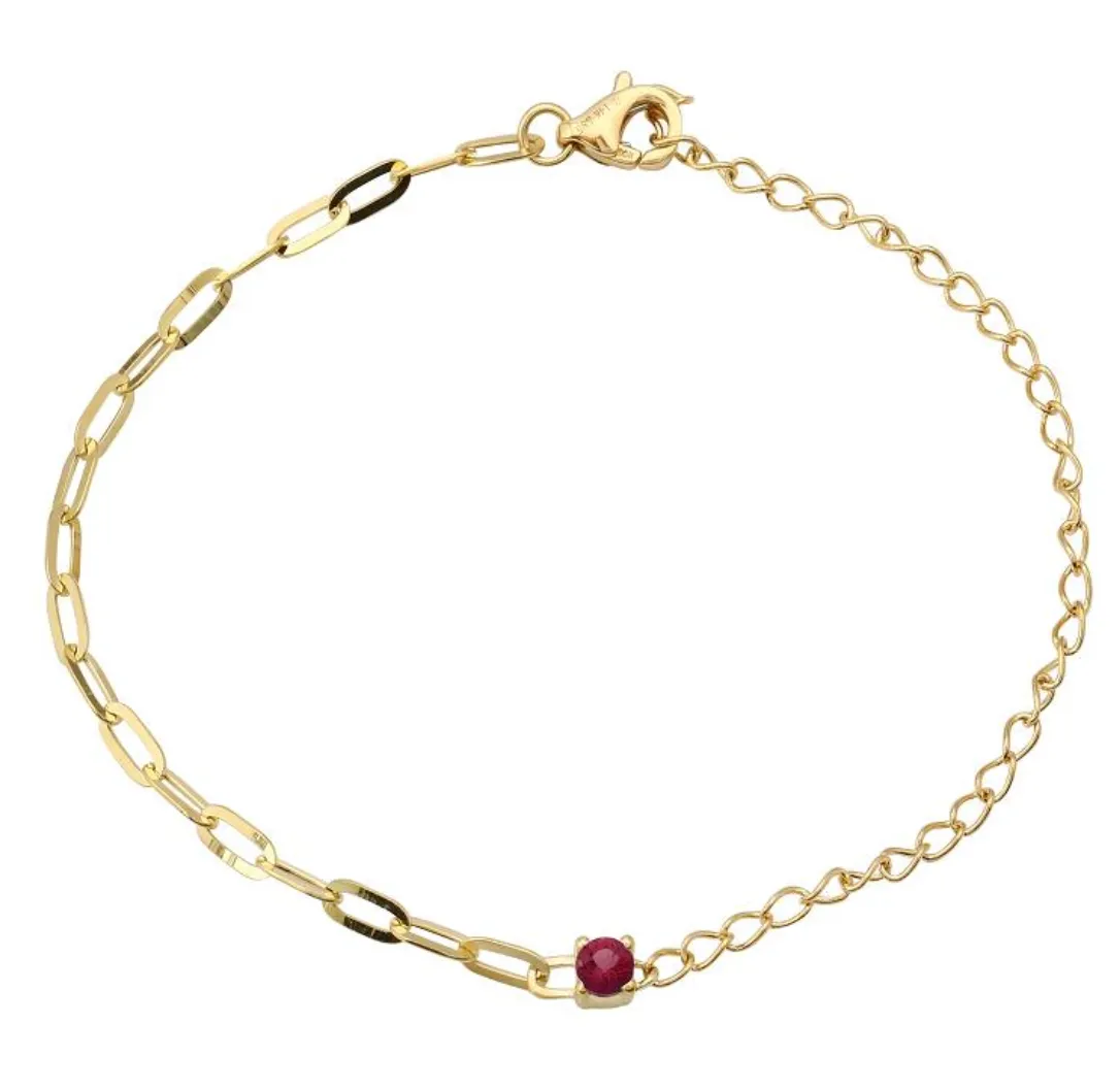 Gold Mixed Chain Gemstone Bracelet