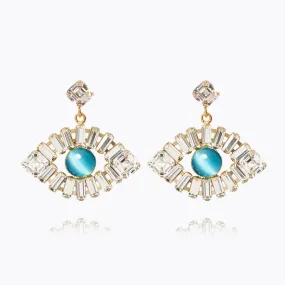 Greek Eye Statement Earrings / Crystal   Aquamarine