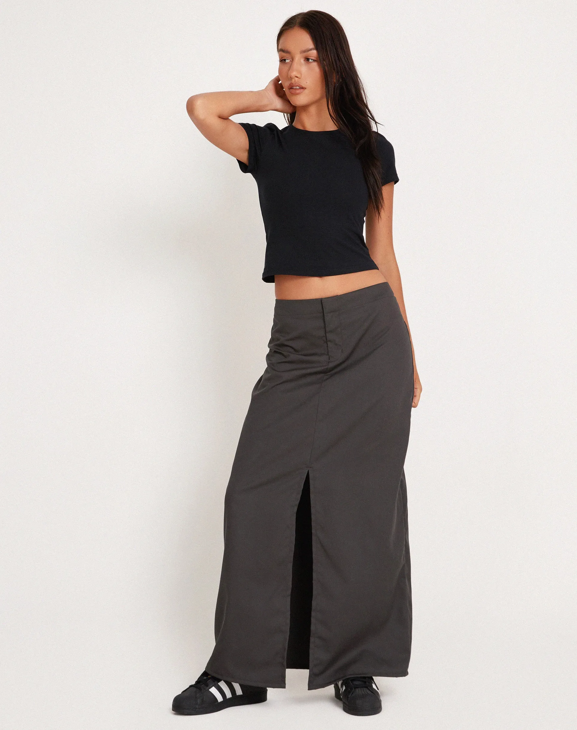 Haisley Maxi Cargo Skirt in Dark Grey