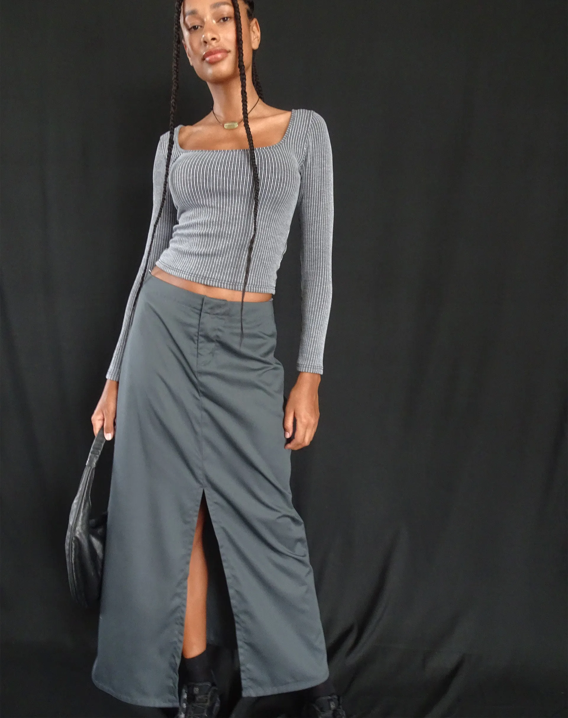 Haisley Maxi Cargo Skirt in Dark Grey