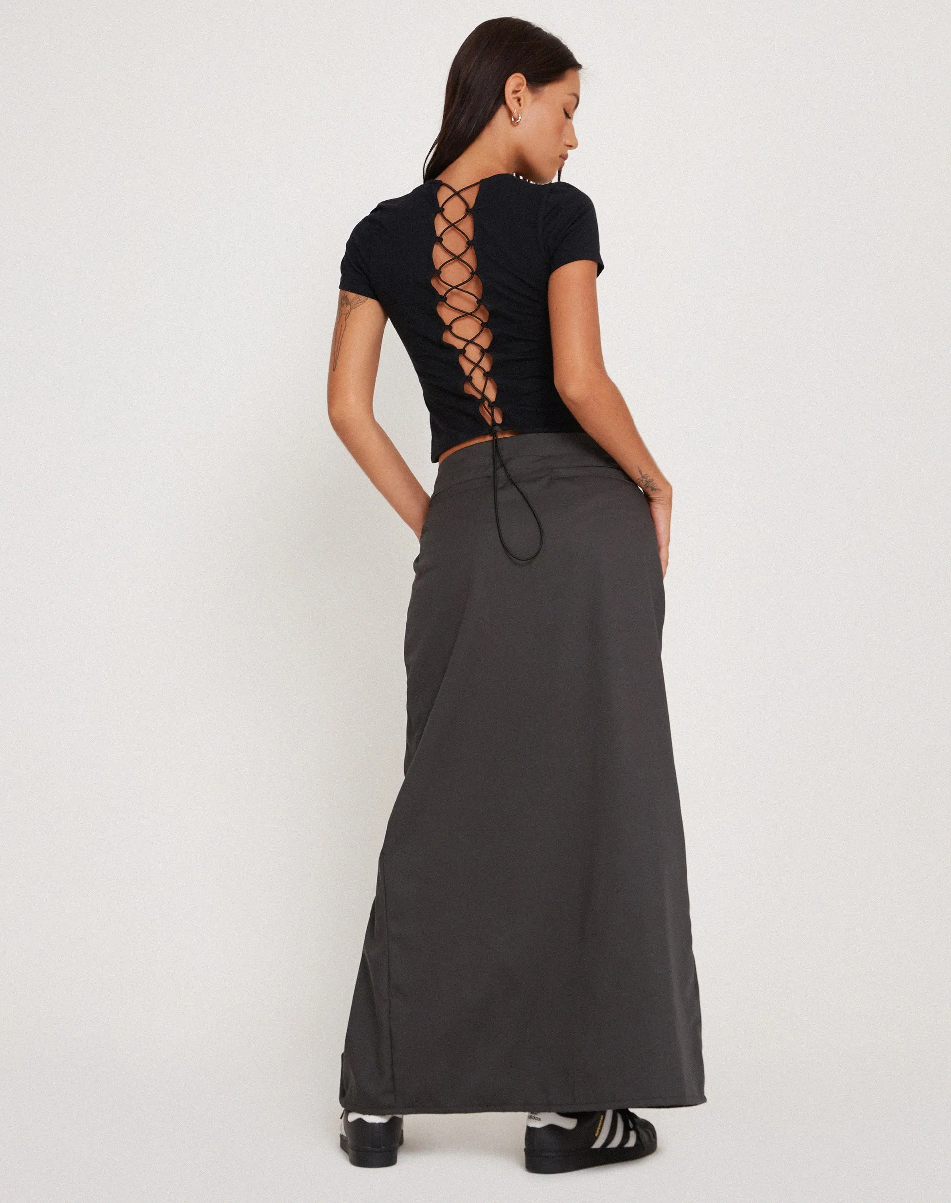 Haisley Maxi Cargo Skirt in Dark Grey