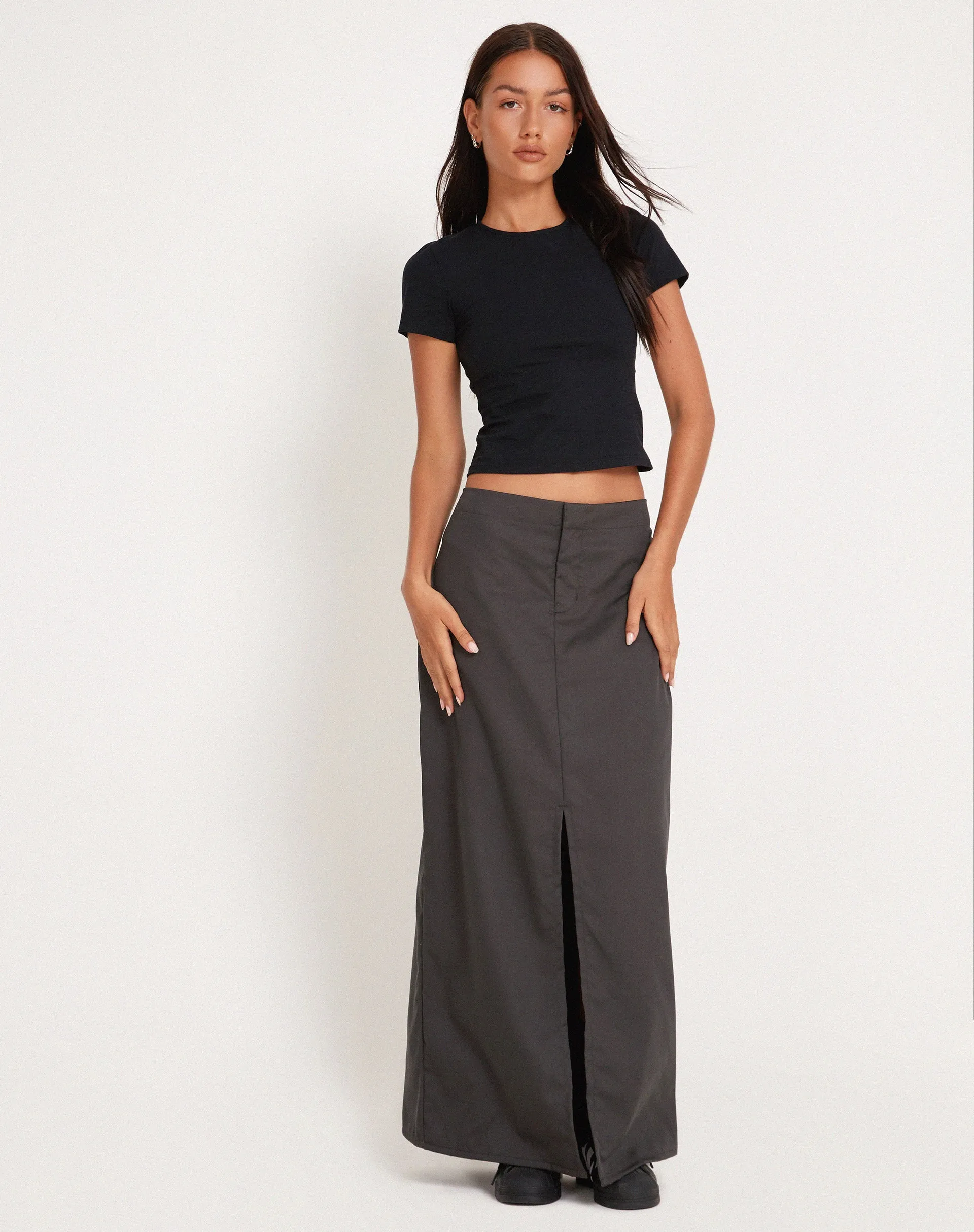 Haisley Maxi Cargo Skirt in Dark Grey