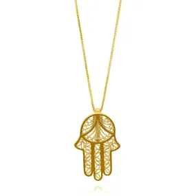 HAMSA GOLD SMALL PENDANT NECKLACE FILIGREE