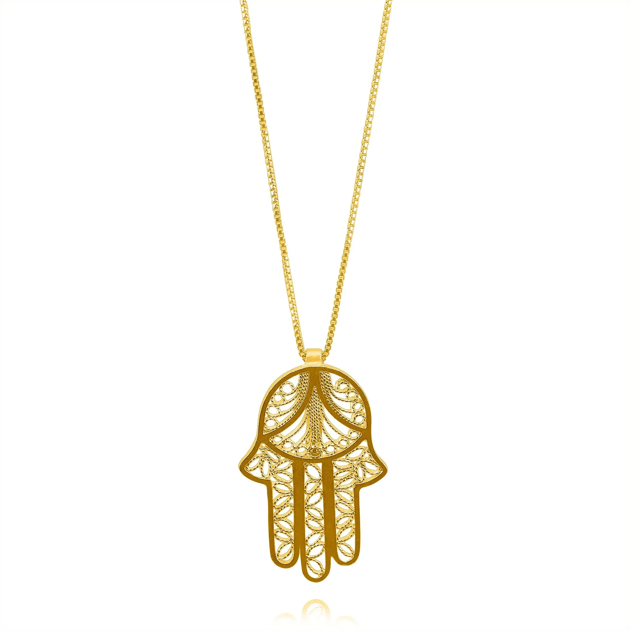 HAMSA GOLD SMALL PENDANT NECKLACE FILIGREE